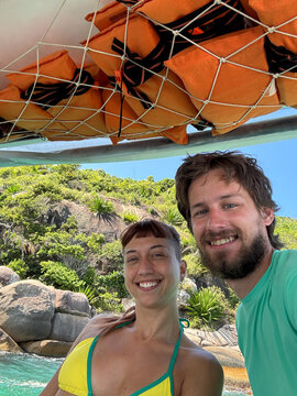 UGC The couple takes selfie on a boat trip in Barra da Lagoa