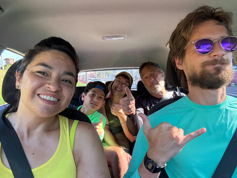 UGC Group of Friends Enjoying a Car Ride Together on a Sunny Day