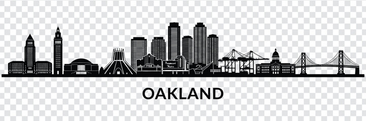 Obraz premium Oakland city skyline silhouette, vector illustration