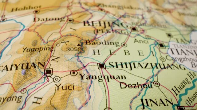 atlas map flight toward beijing, china