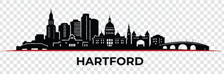 Fototapeta premium Hartford connecticut city skyline silhouette