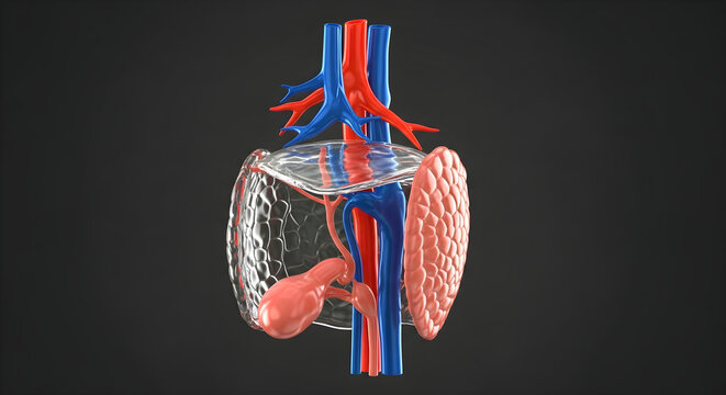 Human thyroid gland with arteries veins and connective tissue.