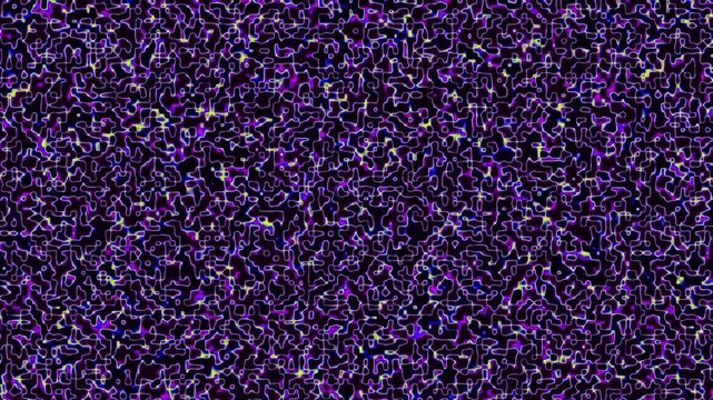 Abstract neon glowing liquid pattern with purple and yellow light lines