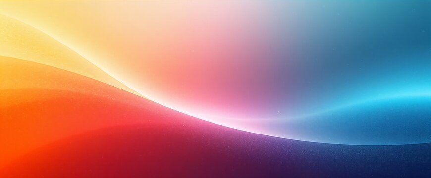 Abstract landscape background with flowing gradients and soft light rays in orange pink and blue, abstract