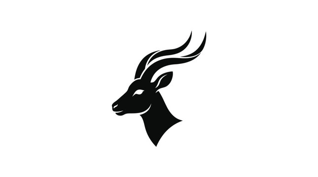 Elegant profile silhouette of a gazelle with long horns.