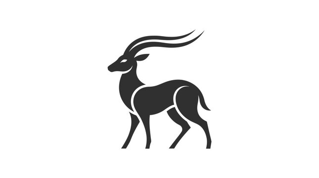 Full body gazelle silhouette walking profile view.