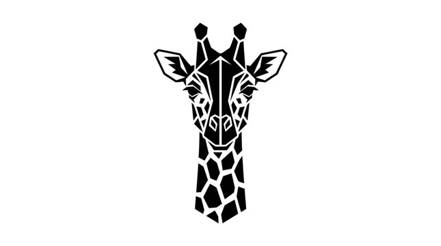 Geometric low poly giraffe head silhouette.