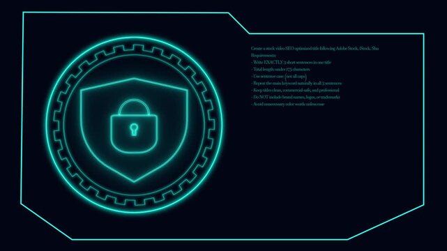 Glowing cyber security panels display this lock shield icon perfectly. Network firewall metrics highlight the lock shield during threat scans. This lock shield shines.