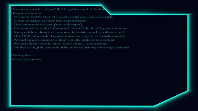 Bright text layers fit perfectly inside this futuristic neon frame border. Cyberpunk design projects gain tremendous value from the neon frame loop. That neon frame shines.
