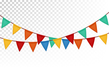 Obraz premium Festive flag garland. Carnival park with flags. Birthday, circus border decoration.