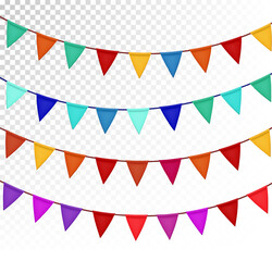 Obraz premium Festive flag garland. Carnival park with flags. Birthday, circus border decoration.