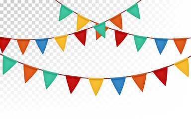Obraz premium Festive flag garland. Carnival park with flags. Birthday, circus border decoration.