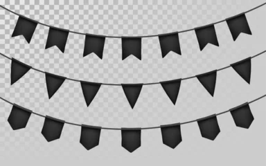 Festive flag garland. Carnival park with flags. Birthday, circus border decoration. © georgerod