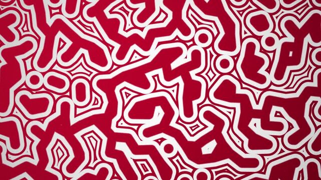 Abstract red and white doodle cell pattern background. Seamless moving maze shapes like blood cells. Perfect for creative modern medical art design.

