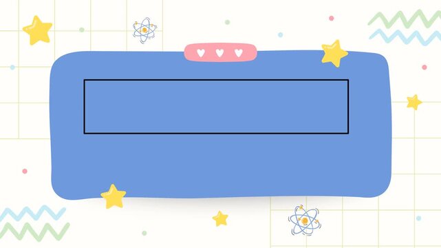 Pastel Aesthetic Presentation Template Featuring Blue Rounded Text Box With Cute Stars And Geometric Patterns For Creative Designs