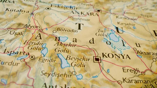turkey atlas map panning across regional cities and travel routes