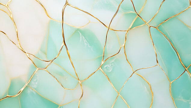 Golden veins on turquoise gemstone texture, perfect for backgrounds and abstract designs