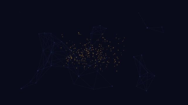 Motion of AI Technology Concept with Dynamic Digital Particles and Data Flow.