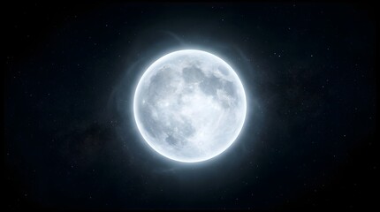 Obraz premium Bright Full Moon in Clear Night Sky