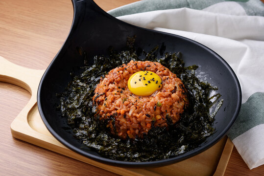 Korean mixed rice bibimbap with vegetables and fish roe