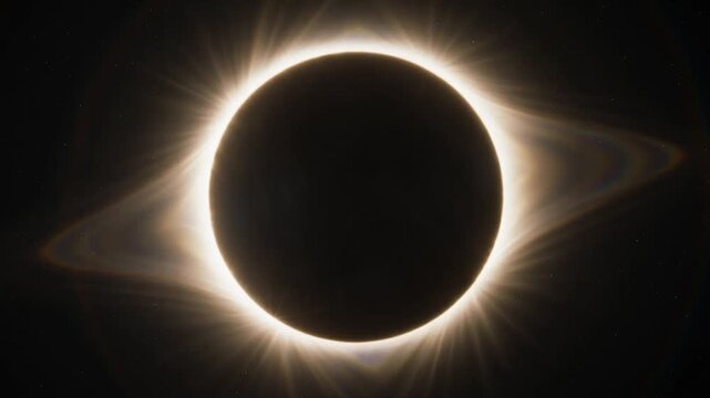 Total solar eclipse ring of fire motion footage featuring glowing celestial light in dark space