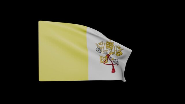 Vatican City Waving Flag on Black Background Animation