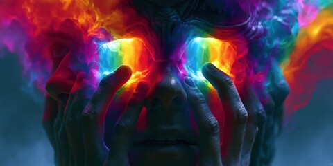 Fototapeta premium Colorful emotional expression with vibrant light and shadow