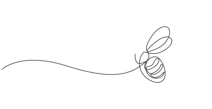 Self drawing animation of one continuous line draw bee insect. Animated single line wasp logo, Honeycomb producer icon concept from wasp animal shape. Full length one line animation illustration. pro.