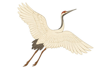 Obraz premium Crane in flight with wings spread, isolated on transparent background