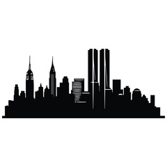 Obraz premium New york city skyline vector silhouette illustration with iconic skyscrapers and buildings.