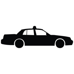 Police patrol car vector silhouette illustration with emergency light bar line art icon. © MDRAYHAN