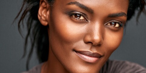 Fototapeta premium Elegant beauty portrait showcasing captivating eyes and skin tone