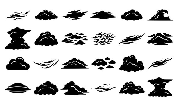 Hand Drawn Cloud Shapes Collection with Weather Sky Elements and Nature Vector Set
