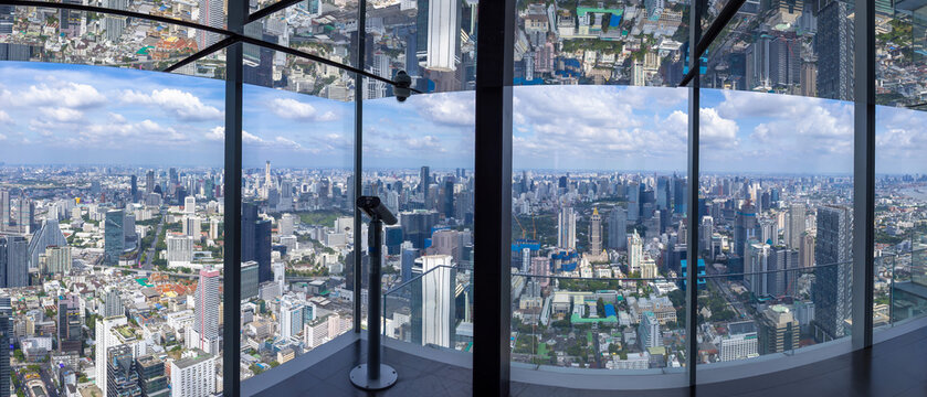 Panoramic view of Bangkok skyline downtown in business financial center