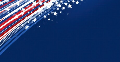 Fototapeta premium Stars and stripes with colorful lines on a blue background for a festive event