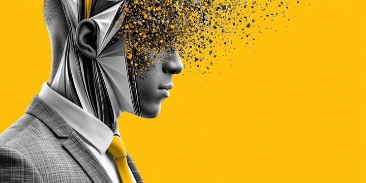 Human to machine transition concept illustration
