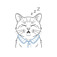 Obraz premium Cute cat sleeps with gentle snoring shown by floating Z marks above its head, perfect for wellness, rest, and bedtime inspiration design concepts