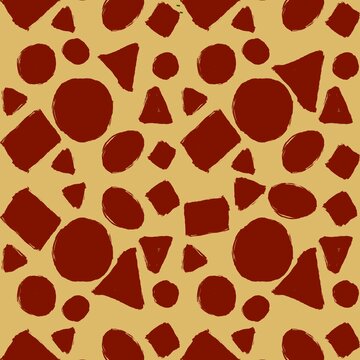 Abstract geometric pattern with colorful circles triangles and squares