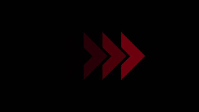 Fast forward red symbols icon. black background. Motion graphics of concept. animation
