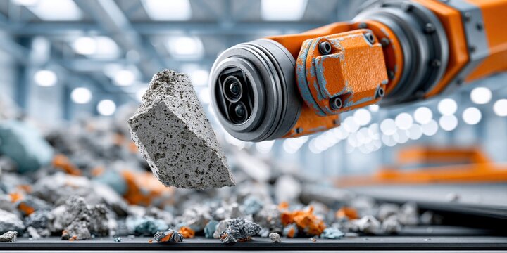 Powerful industrial tool shaping raw stone materials
