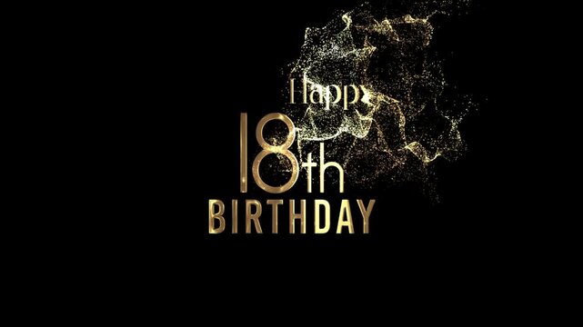 Beautiful Happy 18th Birthday Banner with Gold Particles and Transparent Background