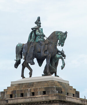 King Wilheim I equestrian bronze monument located on German Corner, where the Rhine and Moselle rivers meet.