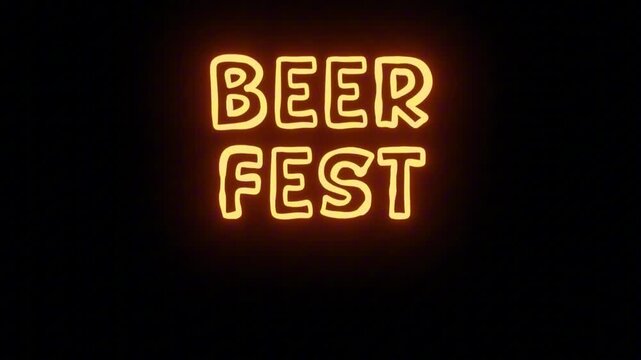 Vibrant Orange Neon Sign 'BEER FEST' with Continuous Loop on Transparent Alpha Channel, Great for Oktoberfest Beer Garden Promos