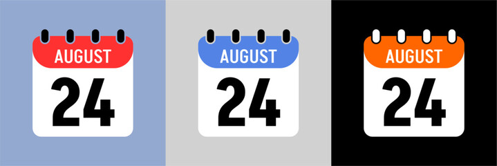 Fototapeta premium Vector illustration of a calendar icon. August 24.