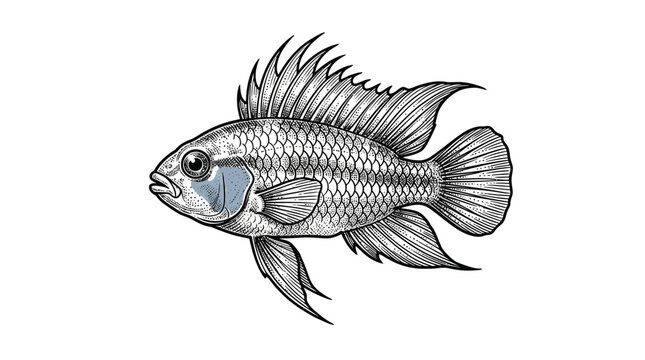 Detailed drawing of a single fish.