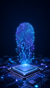 Biometric fingerprint authentication scans a computer processor for secure identity verification and protected access.