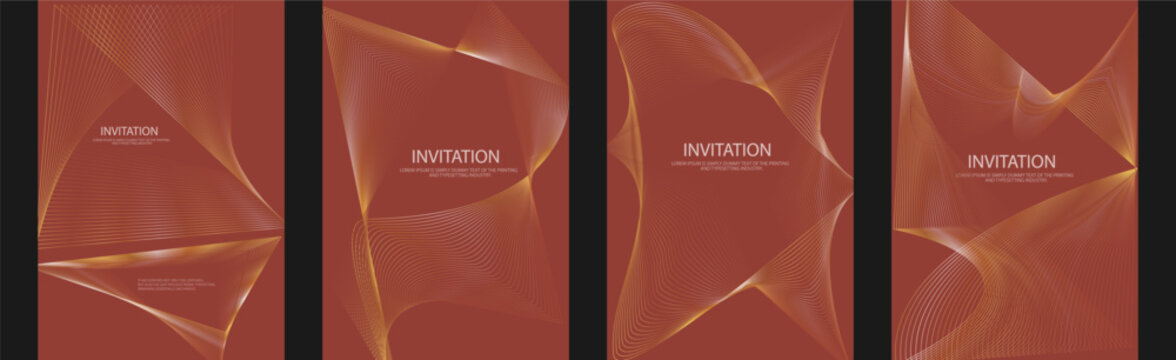 Red Golden Luxury invitation card background, Premium geometric triangle figures gold frame typography design. Elegant Template for advertising, gala card, grand opening, party invitation, layout big 