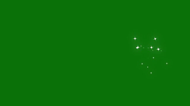 White glowing glitter particle trail, with magic sparkles and twinkle stars, Shining glitter star sparkle animation with glowing dust trails, magic sparkle glitter line stars, green screen. 4k v