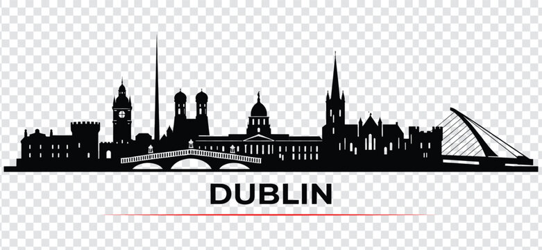 Dublin city skyline silhouette, vector illustration