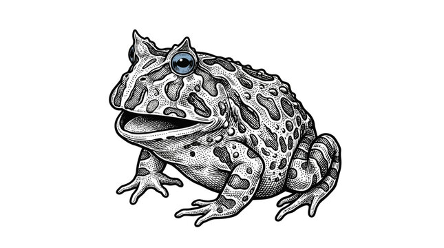 Large Toad Sitting on Ground Looking.